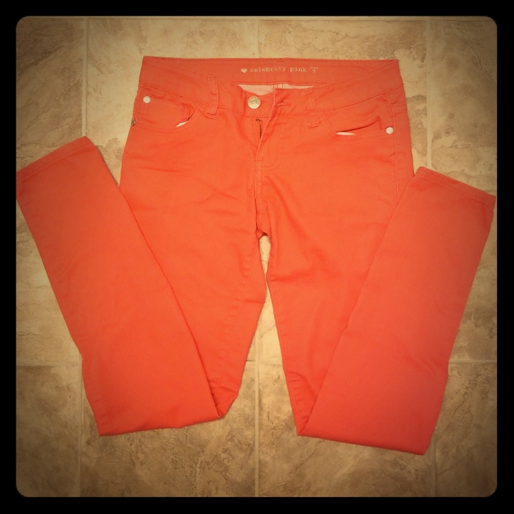 Coral skinny jeans